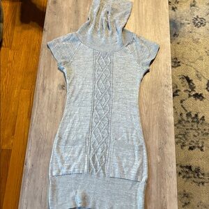Gray Knit Hooded Women's Top